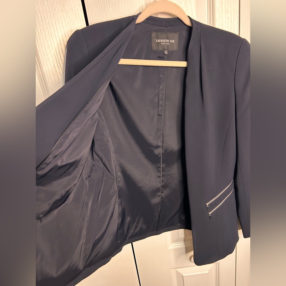 Lafayette 148 Suit Blazer Pant Set‎ Womens 10 Barrow Straight Leg Black Blazer 8 - Picture 12 of 14